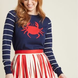 Modcloth Chatty Crab Knit Sweater, Sz M